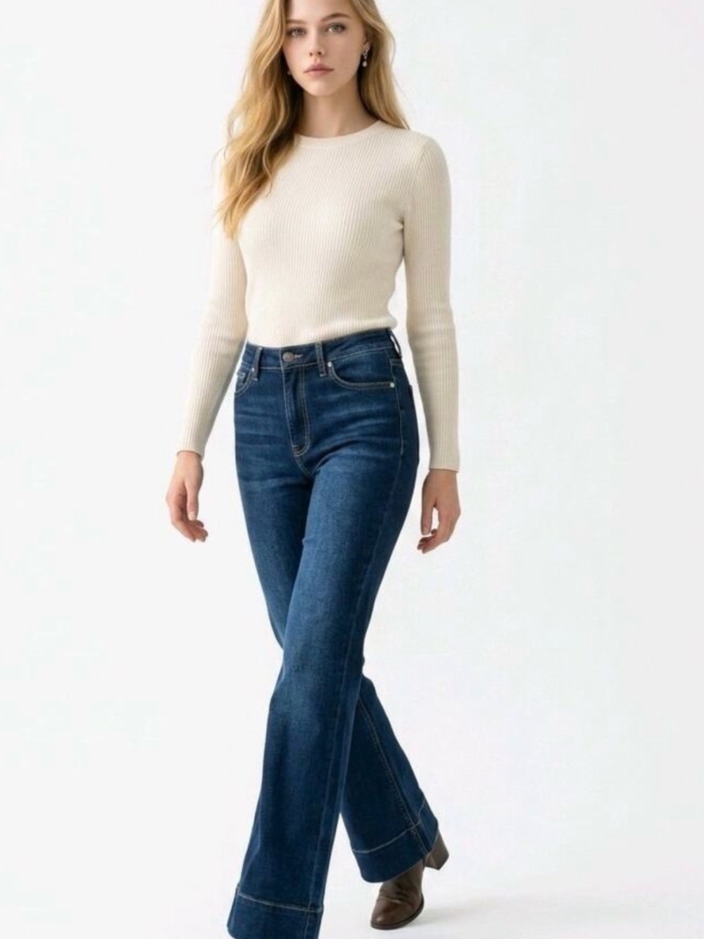 KanCan Dark Blue High-Rise Flare Jeans